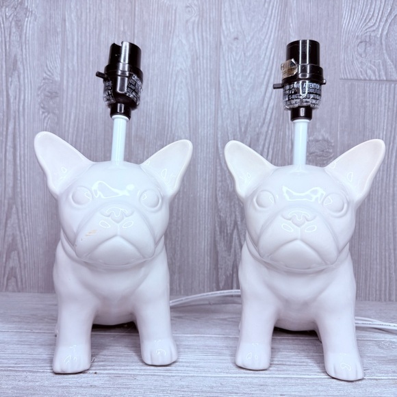Target Other - Target French bulldog cermic white lamps 2015/2016 one repairs as shown lights